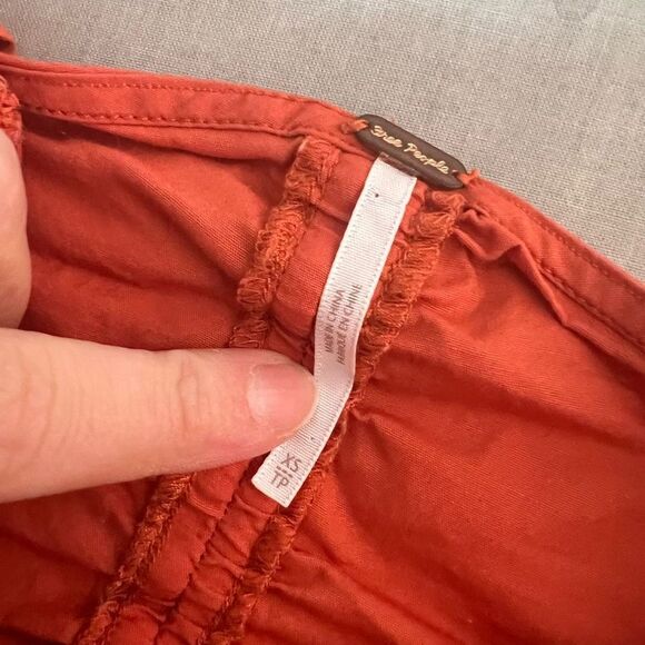 FREE PEOPLE WOMEN'S HOLD ON burnt orange smocked MINI DRESS size xs - Picture 9 of 12